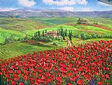 Famous Tuscany Paintings - TUSCANY POPPIES